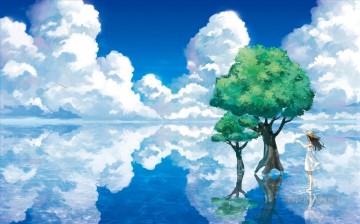 tree in sky Fantasy Oil Paintings